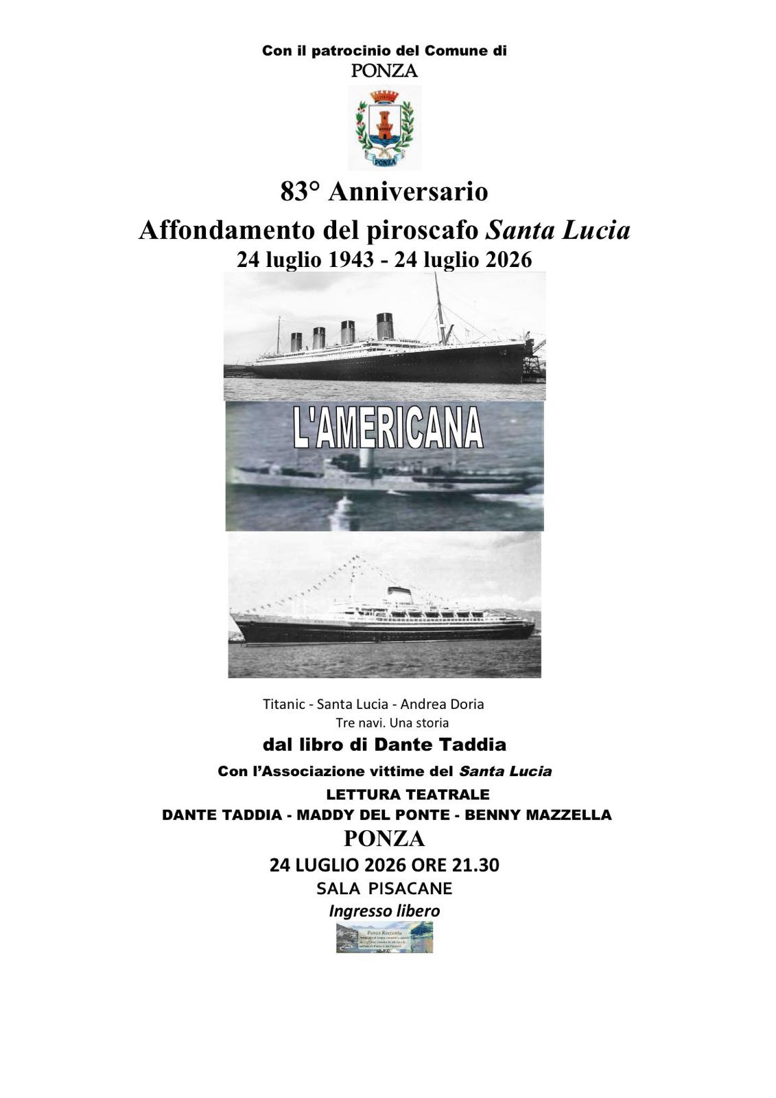 83° Anniversario affondamento del piroscafo Santa Lucia